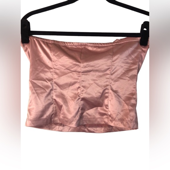 Intimately Free People Light Pink Satin Ruffled Sleeveless Strapless Size Small - Picture 3 of 8